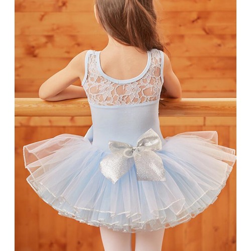 Children pink blue white lace ballet performance clothing  kids tutu skirt Girls dance practice clothes